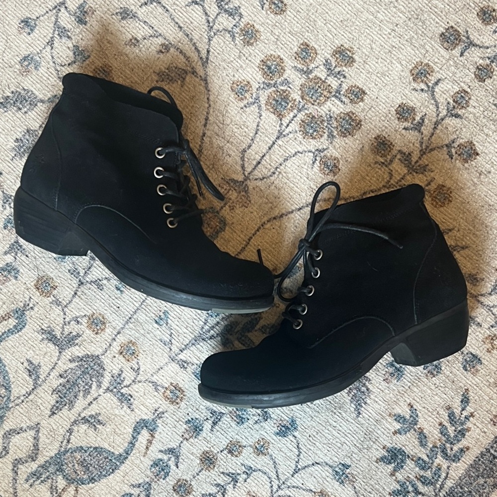 Fly London Women’s Suede Black Lace-Up Boots